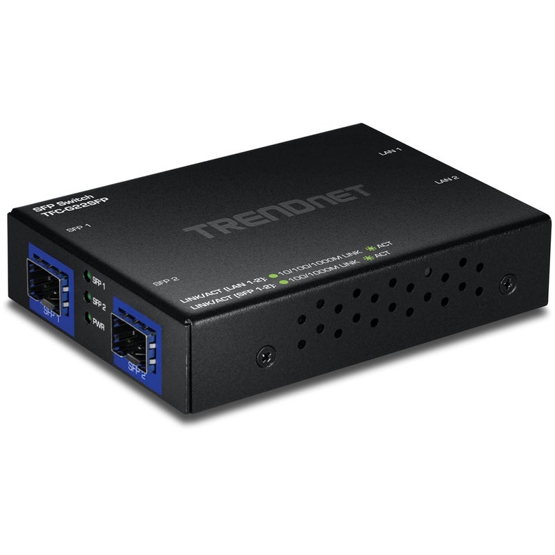Trendnet 4-Port Gigabit Switch with SFP Ports, TFC-G22SFP, 2 x 1Gbps RJ45 Ports, 2 x 1Gbps SFP Ports, 8Gbps Switching Capacity, NDAA & TAA Compliant - Image 1